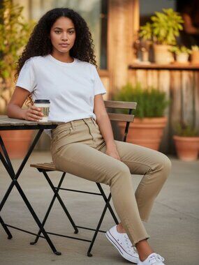 Good American Jeans, Camel Colour, Size 4/27